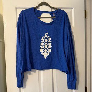 Free People My Time Logo Layer Stellar Blue. Large Logo. Size Medium. EUC.